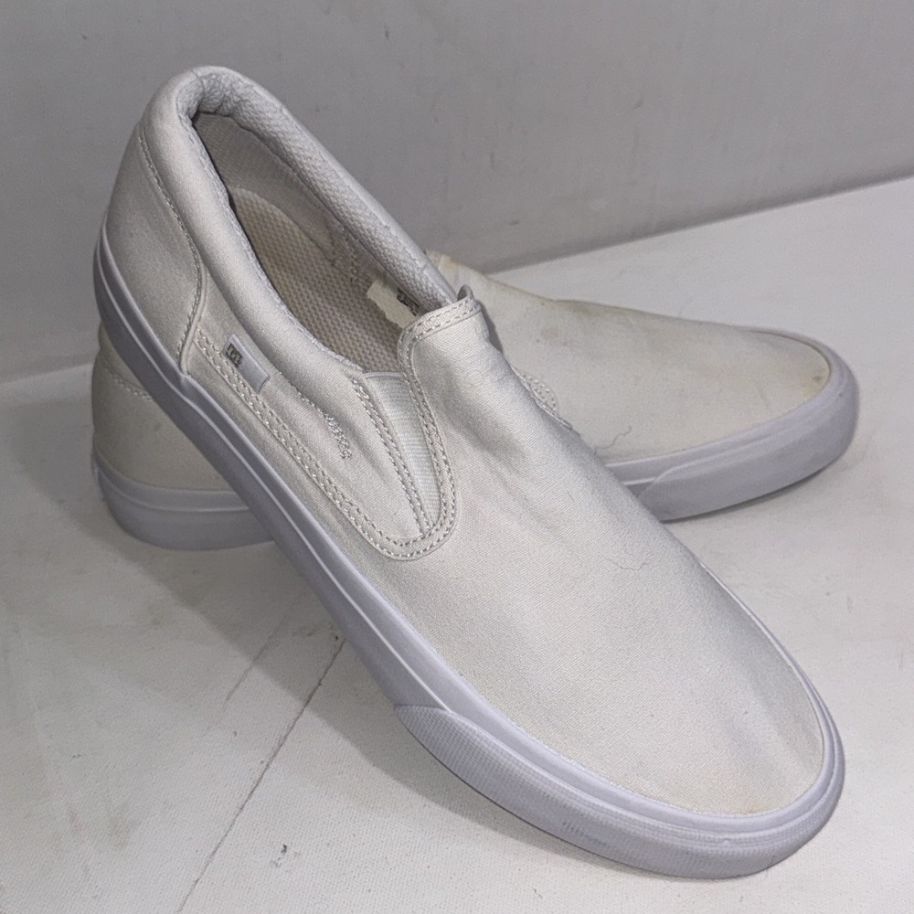 DC Trase Slip-On Mens White Minimalist Canvas Skate Sneakers‎ Shoes Size 12